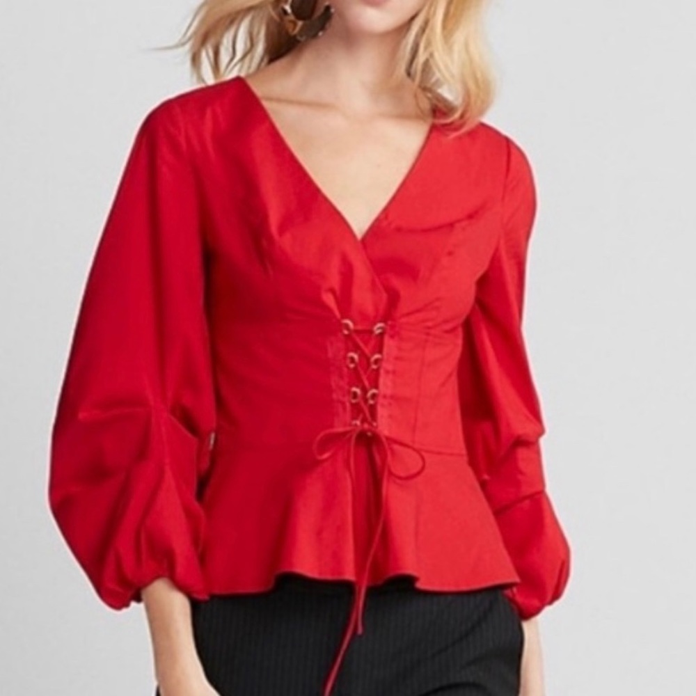 Express Red Corset Top with Side Zipper, Sz M